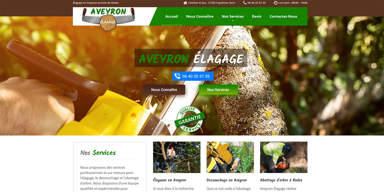 Création du site internet d'Aveyron Elagage