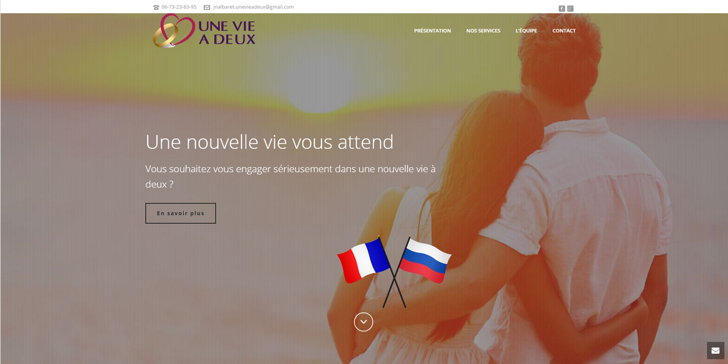 Une vie à Deux, Un projet de l'agence web CréaSites Bordeaux